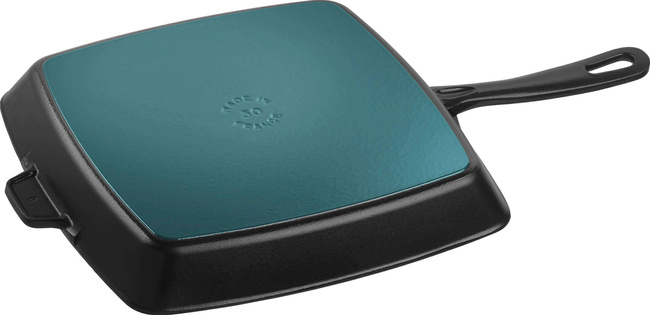Staub Kwadratowa Żeliwna Patelania Grillowa 30 Cm, Czarny