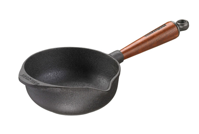 Rondel żeliwny Skeppshult Traditional 1 l z dzióbkiem i rączką z buku