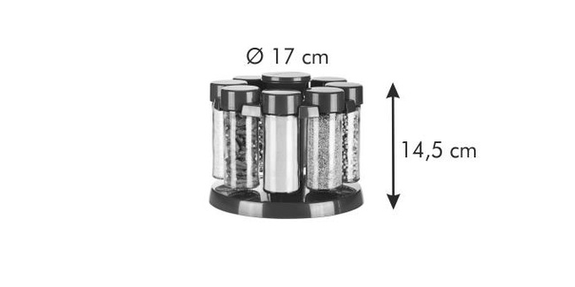 Pojemniki na przyprawy na obrotowym stojaku Season 8 szt., antracytowe - Tescoma