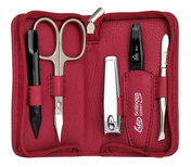 Zestaw do manicure 5 cz. stal niklowana czerwony - Erbe Solingen