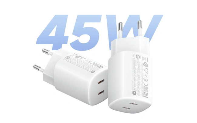 Ładowarka sieciowa Xiaomi 45W Nano Turbo Charging, 2 porty USB-C, GaN