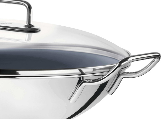 Wok ZWILLING Plus 32 cm z ceramiczną powłoką CERAFORCE Ultra i szklaną pokrywą