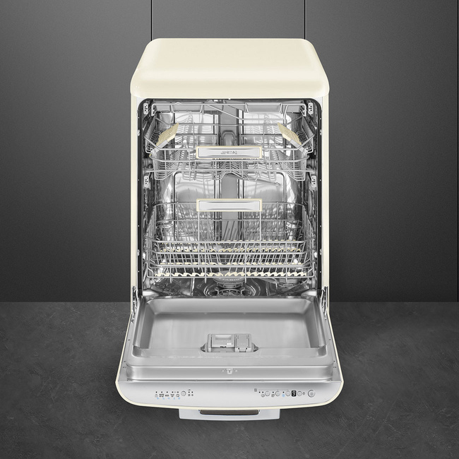 Smeg - Zmywarka Do Naczyń, 60 Cm, 50S, Kremowy 50's Style Lvfabcr3 Kremowy (Chromowany Uchwyt)