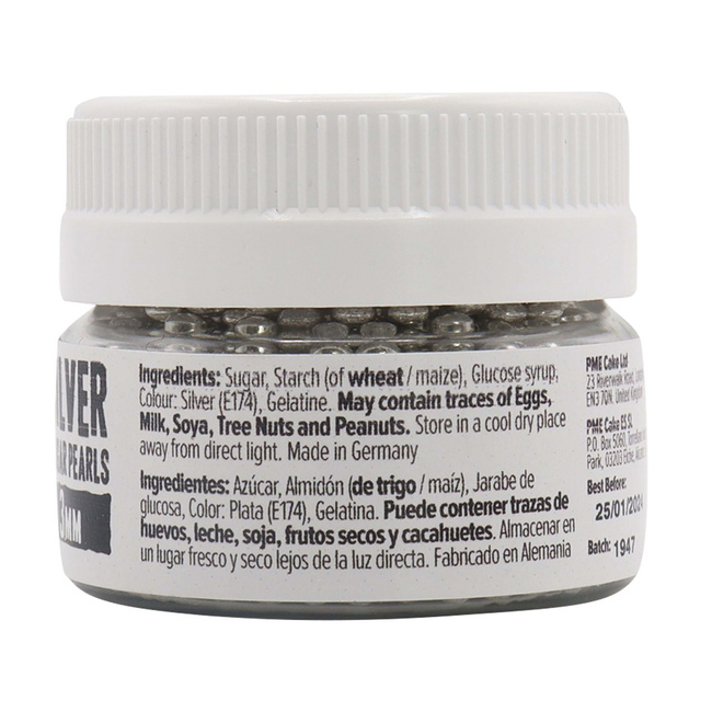 Pme Cukrowe Perełki Dekoracyjne 100 G 3 Mm, Srebrny