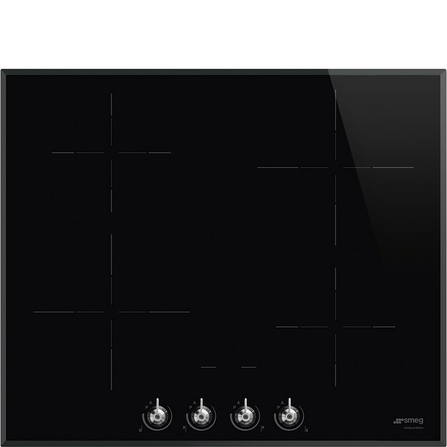 Smeg - Płyta indukcyjna, 60 cm, Classica Classica Si364Bm Czarne szkło ceramiczne (pokrętła Classica).