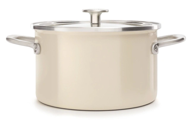 Garnek KitchenAid Steel Core Enamel z pokrywką 20 cm 3,7 l Almond Cream