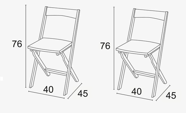 Arredamenti Diana Zestaw 2 Składanych Krzeseł - 45 x 40 cm, Biały