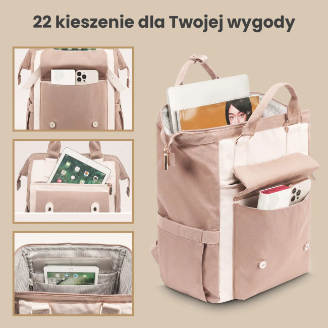 EXTRALINK Black Forest KM02 Beżowy Plecak Kabinowy Podróżny 40x30x15 cm z Kosmetyczką