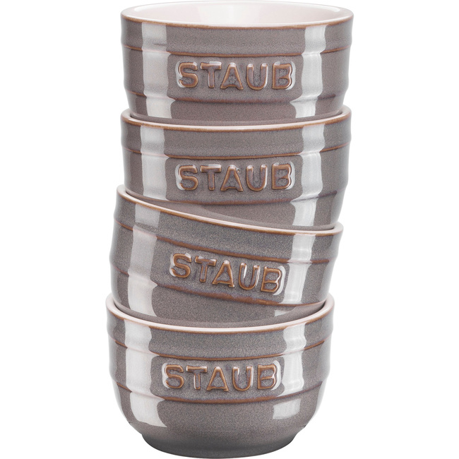 Zestaw 4 Ramekinów Okrągłych 9 Cm, Antyczny Grafitowy - Staub