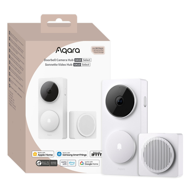 Wideodomofon Aqara Doorbell Camera Hub G410 Select, biały, kamera 2K z hubem