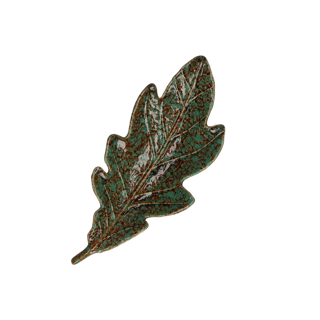 Patery Rituali Domestici Sfogliami w kształcie liścia dębu, kamionka, zielone, 2 szt., 20 x 9 cm