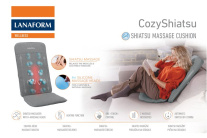 Mata masująca Shiatsu na fotel CozyShiatsu 113x40 18W | Nakładka z podgrzewaniem lędźwi i 4 żelowymi głowicami, szara