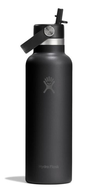 Butelka termiczna Hydro Flask Standard Mouth 21 oz (621 ml) ze słomką Flex Straw, czarna