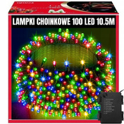 EXTRALINK Lampki choinkowe świąteczne 10,5m 100 LED ciepłe multikolor na baterie