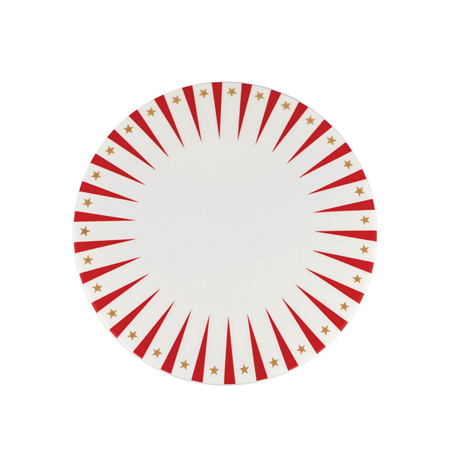 Porcelanowy talerz do serwowania panettone, zdobiony ręcznie przy pomocy kalkomani Delight - Alessi