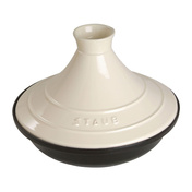 Naczynie do tajine Staub 28 cm, żeliwna podstawa i ceramiczna pokrywa, beżowo-czarne