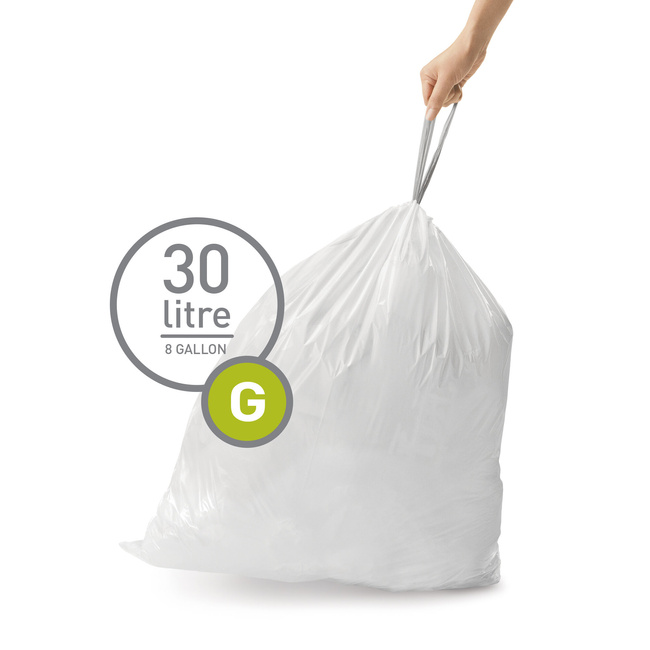 Worki na śmieci Simplehuman Custom Fit kod G, 30 l, 60 szt., białe