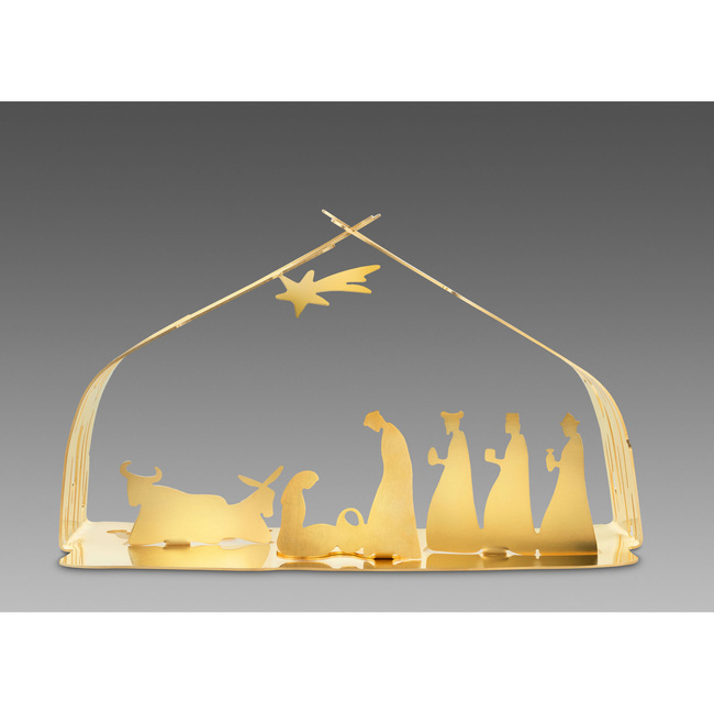 Szopka świąteczna Alessi Bark Crib BM09 GD, stal pozłacana 24 karatowym złotem
