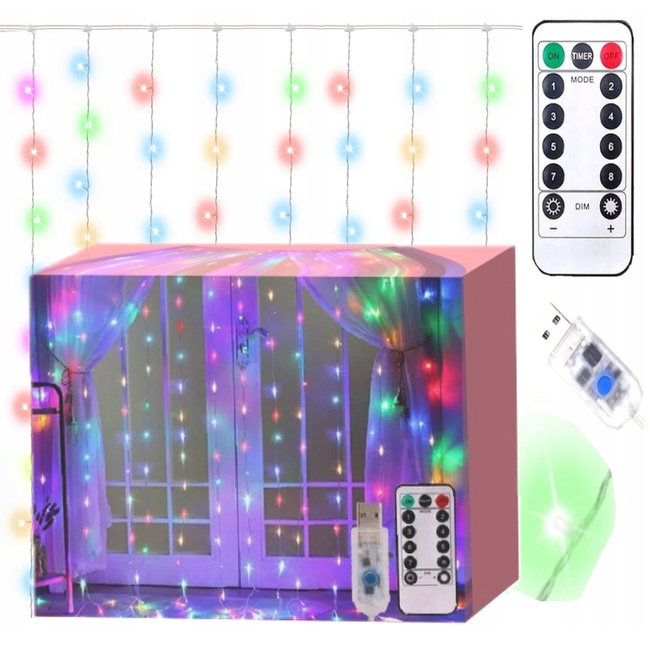 Extralink | Kurtyna świetlna led | 3x3m, 300x led, Biały zimny, świąteczne, ozdoba