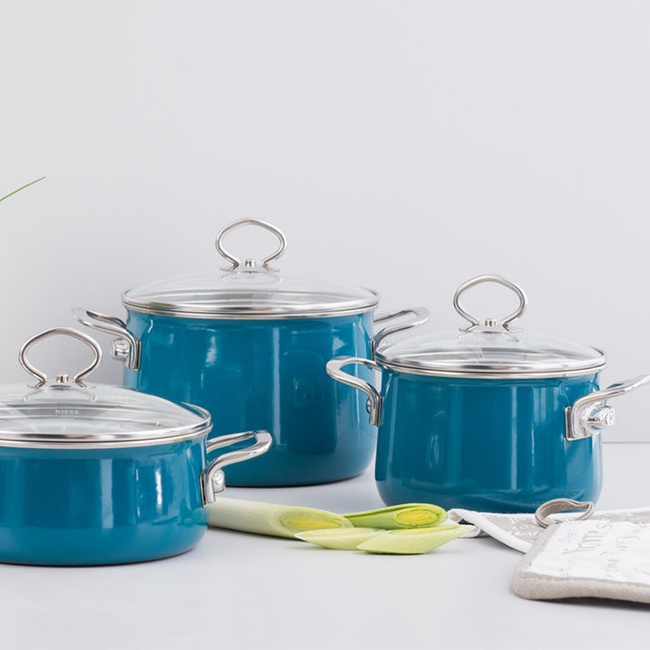 Garnek wysoki z pokrywą 6,5l 24cm Aquamarin - Riess