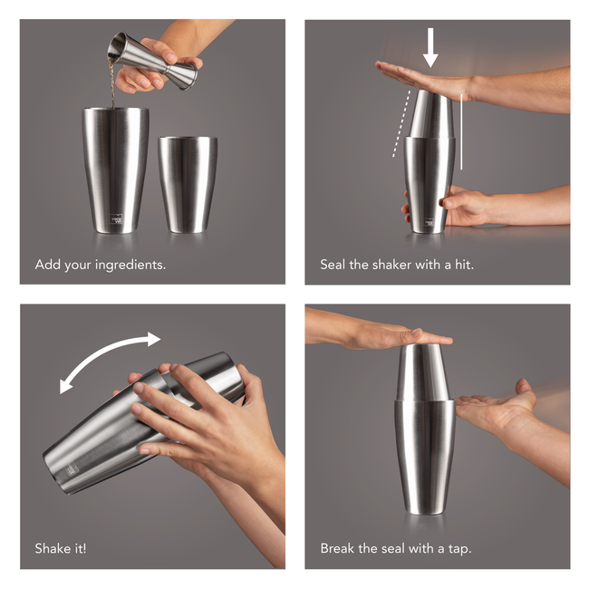 Shaker barmański Boston Vacu Vin tin on tin 700 i 500 ml, stal nierdzewna