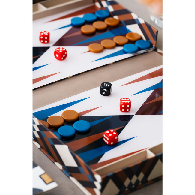 Backgammon Printworks Bazaar, plansza, pionki i kości, wzór marokański