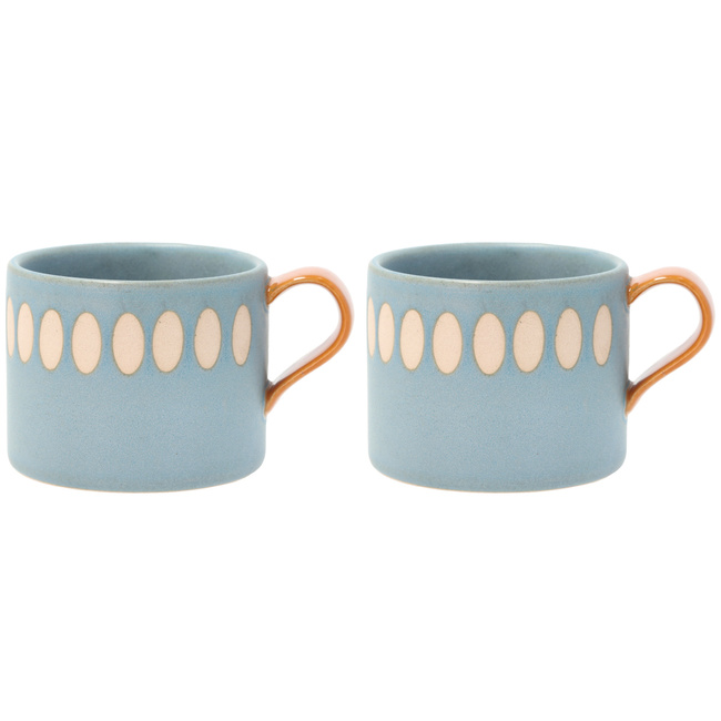 Kubki z kamionki Villa Collection Styles 200 ml, Blue/Amber, 2 sztuki