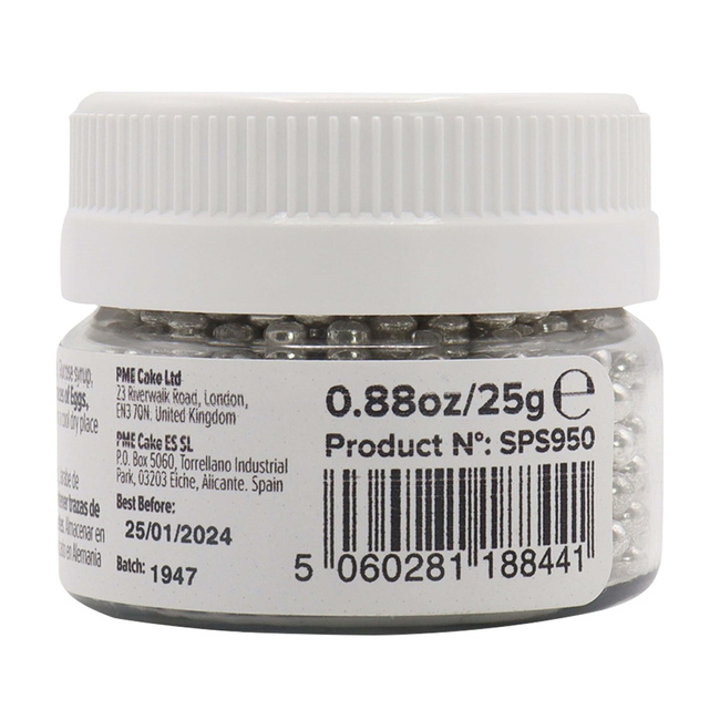 Pme Cukrowe Perełki Dekoracyjne 100 G 3 Mm, Srebrny