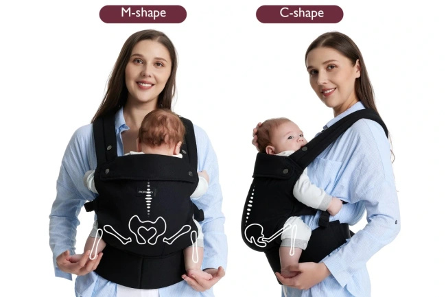 Nosidełko ergonomiczne Momcozy Pure Hug z bawełny, czarne, od 3,2 do 20 kg