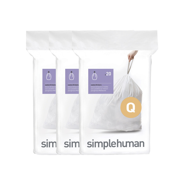 Worki na śmieci Simplehuman Custom Fit kod Q, 50 do 65 l, 60 szt., białe
