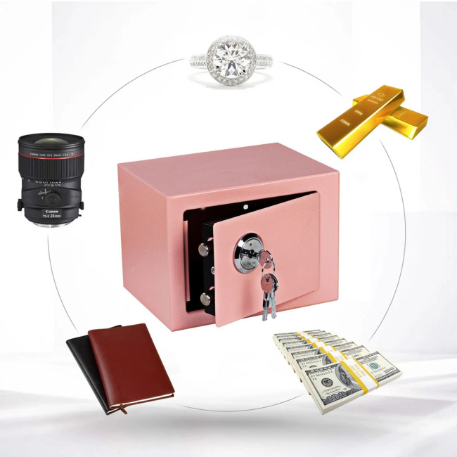 Extralink Home | Sejf domowy | Biurowy, skrytka na klucz, kasa pancerna, różowy, S-404