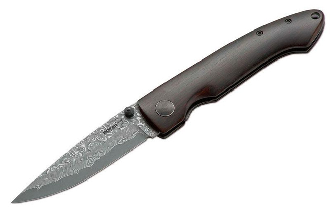 Nóż składany Boker Plus Damascus Gent I, głownia damasceńska, heban