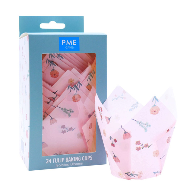 Pme Papilotki tulipanowe do muffinek - Różowe kwiaty (24 sztuki)