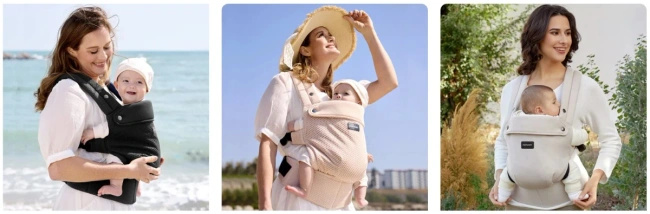 Nosidełko ergonomiczne Momcozy Pure Hug z bawełny, czarne, od 3,2 do 20 kg