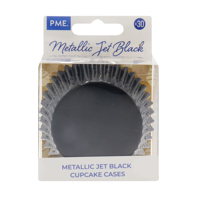 Pme metaliczne papilotki do babeczek (30 sztuk) czarny