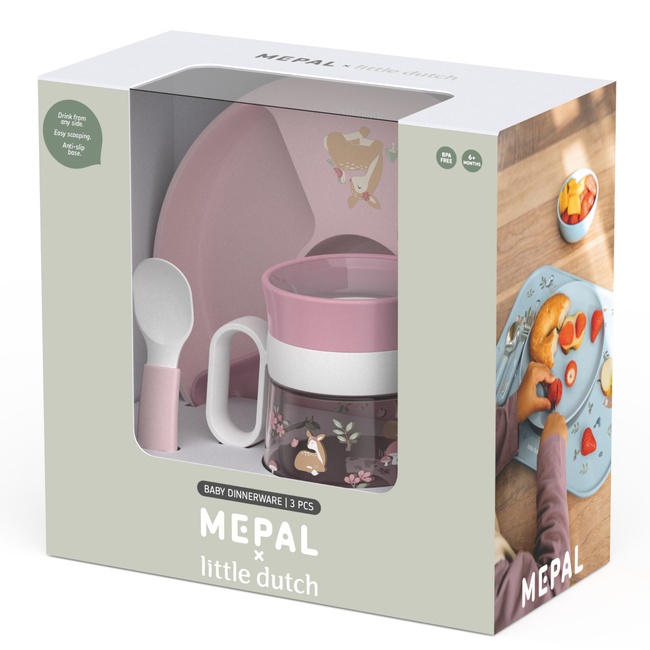 Zestaw obiadowy dla dzieci Mepal Mio Fairy Garden, kubek, talerz i łyżeczka
