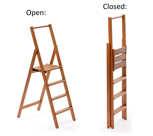 Arredamenti Kimora 4 Drewniana drabina - 141 cm, Brązowy, 48 cm