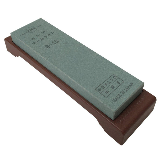 Kamień wodny King Deluxe G-45B, gradacja 220, 176 x 52 x 15 mm, z podstawą