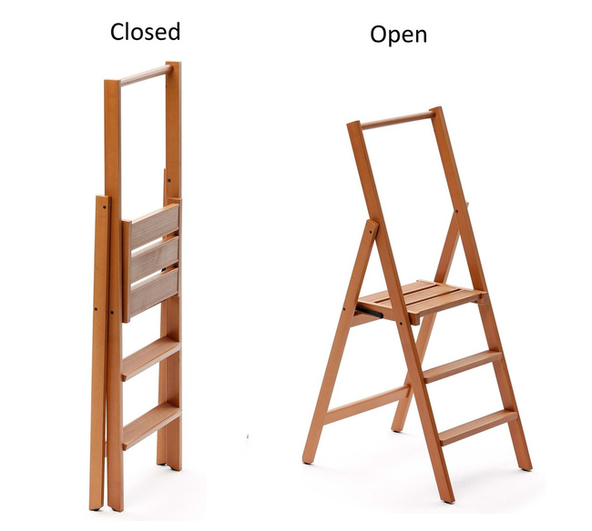 Drabina domowa Arredamenti Kimora 3, 3 stopnie z drewna bukowego, 116 cm, brązowa
