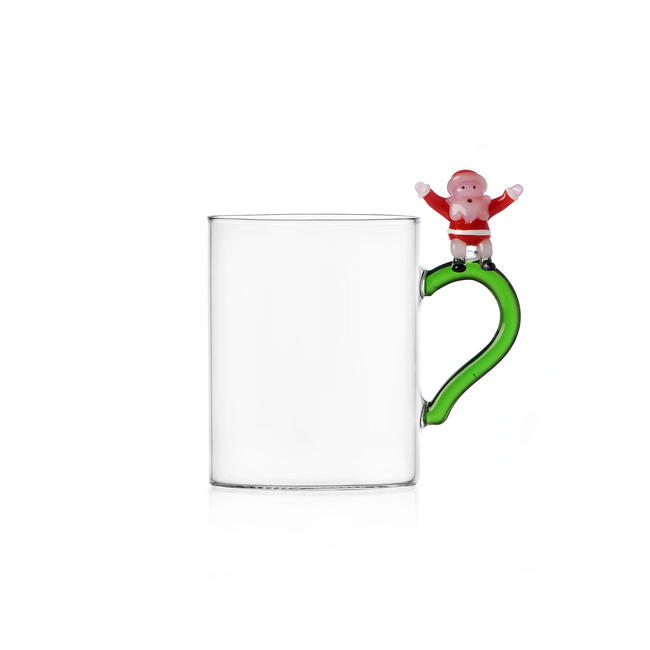 Kubek szklany Ichendorf Milano Christmas Tales, wesoły Mikołaj, 450 ml