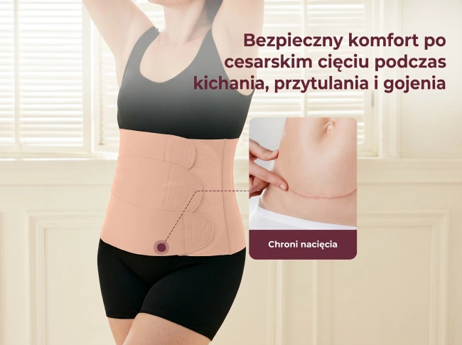 Pas poporodowy Momcozy ErgoWrap Belly Band, rozmiar M, cielisty