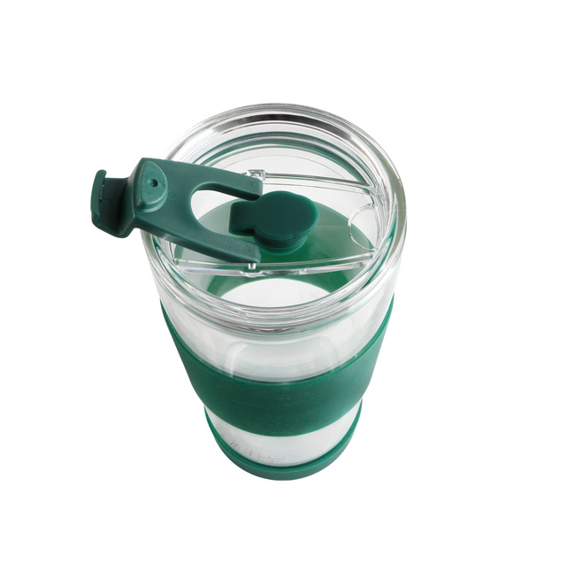 Kubek termiczny szklany ze słomką 600 ml Zielony Fuori 30398 - Vialli Design