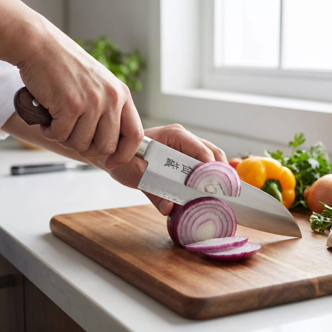 Nóż Santoku Suncraft Clad AS-01, stal AUS10 San Mai, 16,7 cm