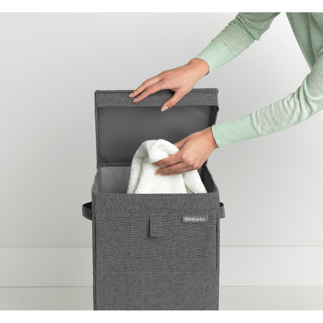 Pudło na pranie Brabantia 35 l, Pepper Black, składane i sztaplowane