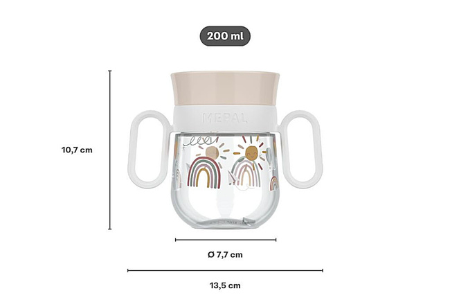 Kubek treningowy 360° Mepal Mio 200 ml do nauki picia, Sunshine & Rainbow