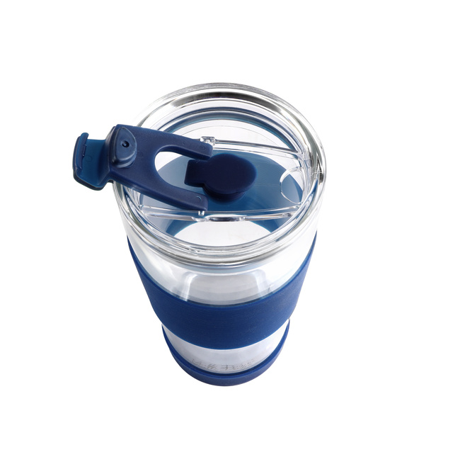 Kubek Termiczny Szklany Ze Słomką 600 Ml Granatowy Fuori 30381 - Vialli Design
