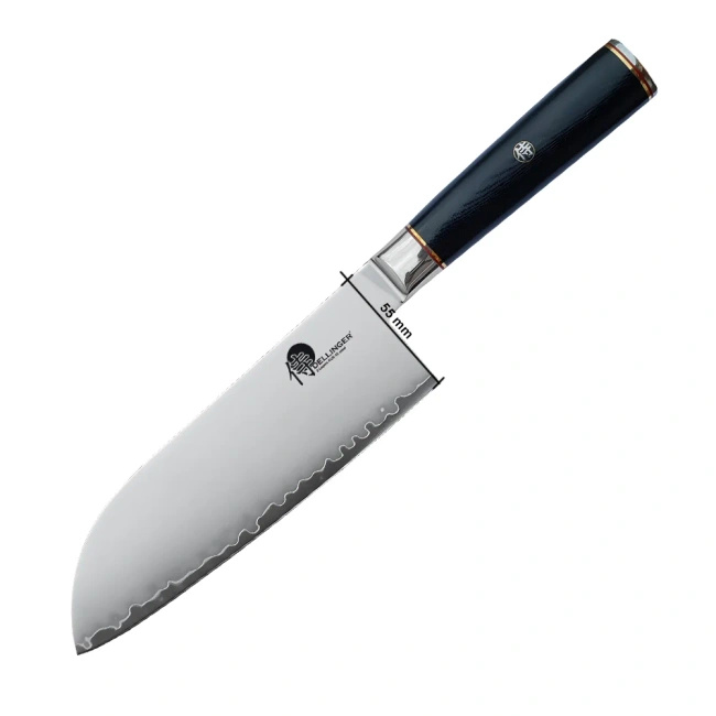 Nóż Santoku Dellinger Okami 3 Layers AUS10 18 cm, matowe ostrze San Mai