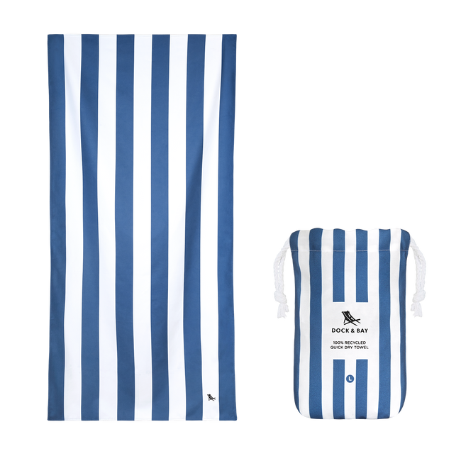 Ręcznik plażowy, szybkoschnący - Whitsunday blue L 160X90cm - Dock & Bay