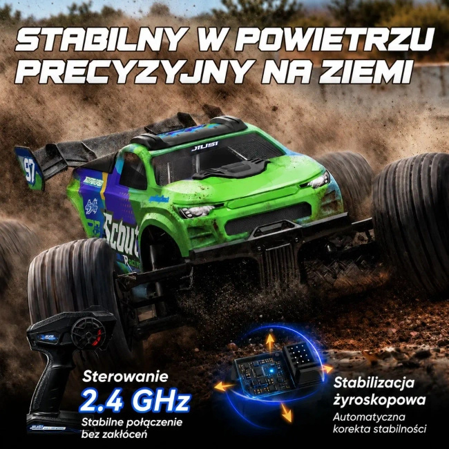 Samochód zdalnie sterowany Extralink RC SC10, Extreme Truck 1:10 4WD Brushless, zielony