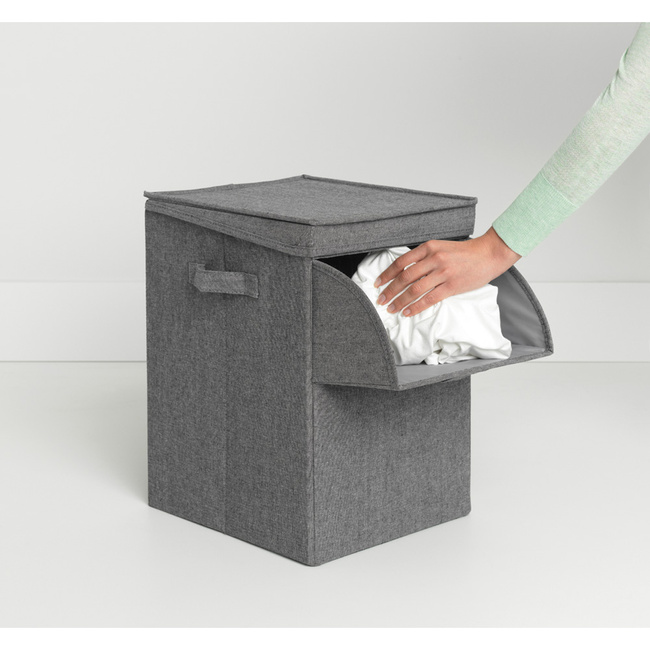 Pudło na pranie Brabantia 35 l, Pepper Black, składane i sztaplowane